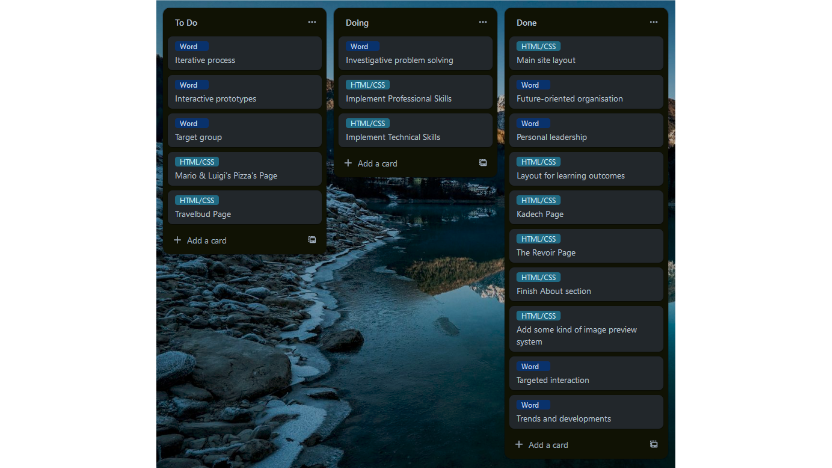 portfolio trello board