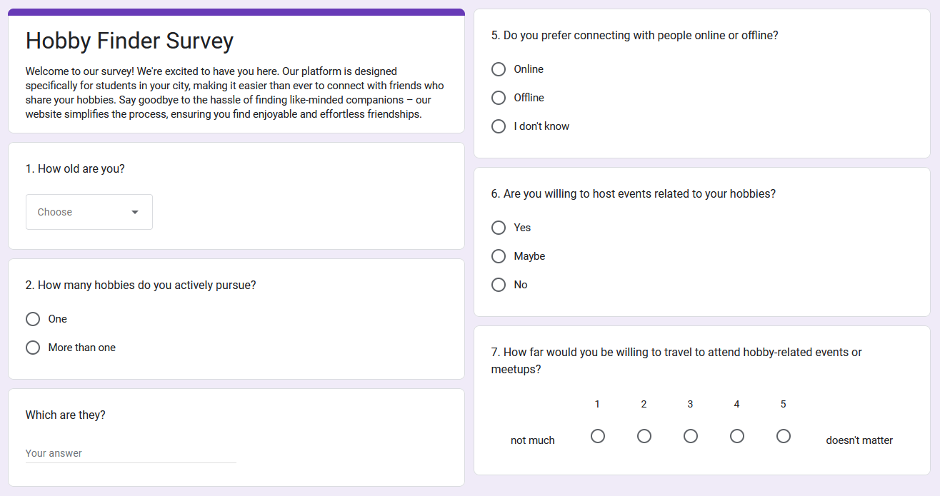HobIT Google Forms Survey