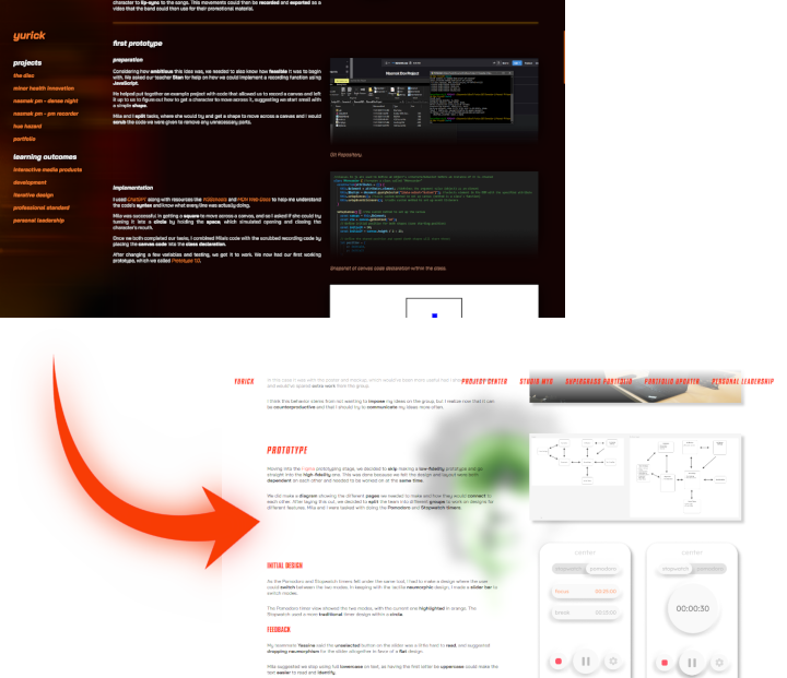 Comparison of old and new portfolio layout